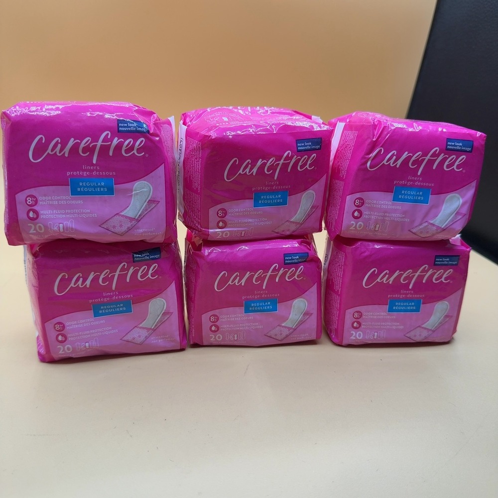Carefree Liners Regular Unscented Panty Liners 20 Count 6-Pack Lot